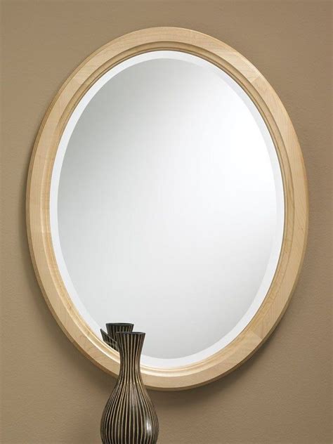 Solid Maple Framed Clear Finish Oval Beveled Mirror Mirror Wood