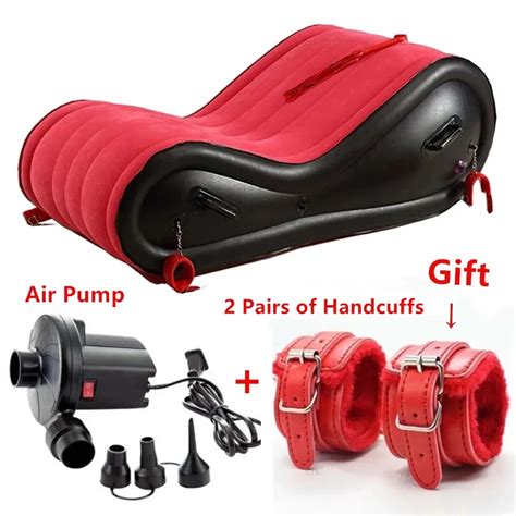 Red Inflatable Sex Sofa Furniture 440lb Load Carrying Capacity Ep Pvc Pillow Air Cushion Bed