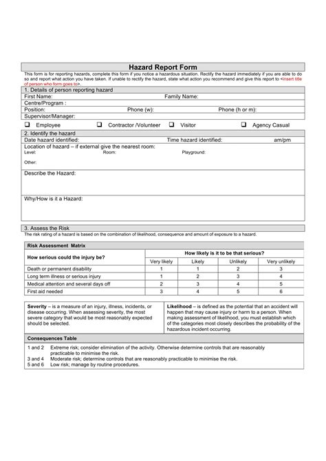 FREE 13 Hazard Report Forms In MS Word PDF Instructions And Form
