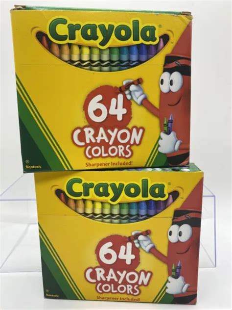 2 Crayola Crayons In Flip Top Box Pack With Sharpener 64 Crayon