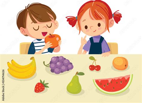 Boy And Girl Eating Healthy Organic Vegetarian Vegan Food Kids Have