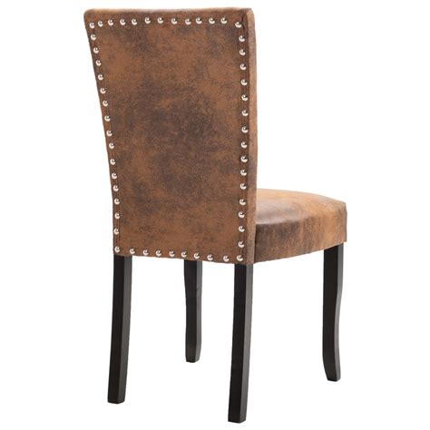 What does your dream dining. vidaXL 2x Dining Chairs Brown Faux Suede Leather Home ...