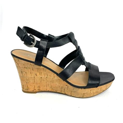 Franco Sarto Shoes Franco Sarto Women Size Black Leather Cork Wedge
