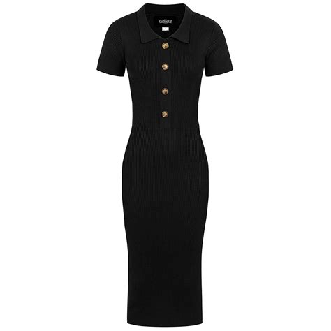 Collectif Maya Retro Knitted Pencil Dress In Black
