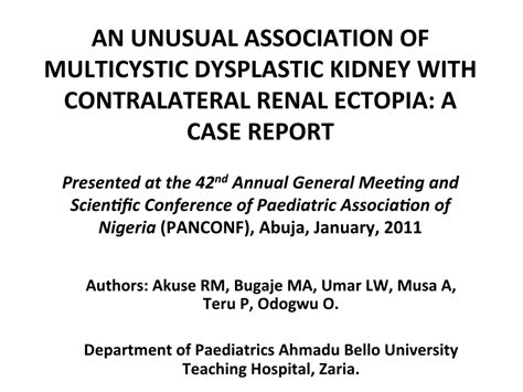 Pdf An Unusual Association Of Multicystic Dysplastic Kidney With