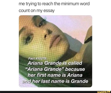Me Trying To Reach The Minimum Word Count On My Essay Ariana Grandenis