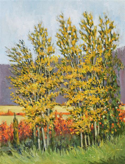 Adirondack Poplar Trees In Fall Painting By Robert James Hacunda Fine