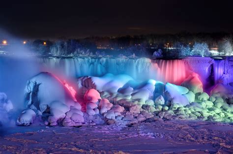 The Frozen Falls Of Niagara Niagara Falls At Night Niagara Falls Ny