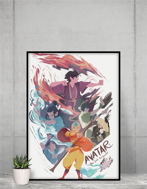 Avatar Legend Of Aang Poster Aang Appa Wall Art Premium Print Etsy