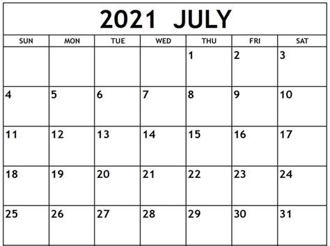 Free Editable July 2021 Calendar Printable Fillable Template Calendar