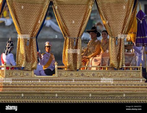 thailand s king maha vajiralongkorn queen suthida and prince dipangkorn rasmijoti embark during