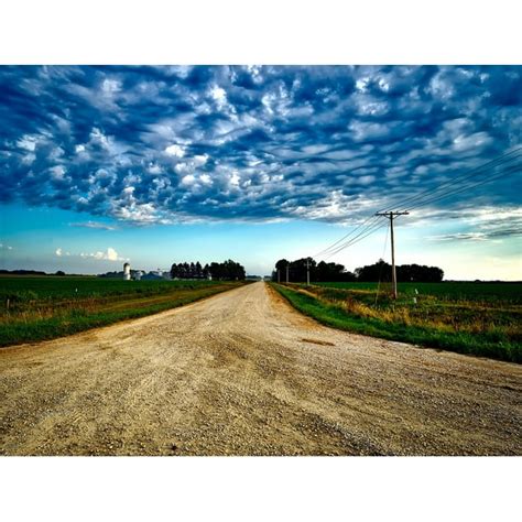 Landscape Iowa Clouds Farm Fields Dirt Road Sky 20 Inch By 30 Inch
