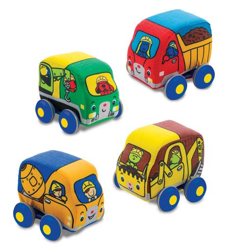 Melissa And Doug Pull Back Construction Vehicles Soft Baby Toy Play Set