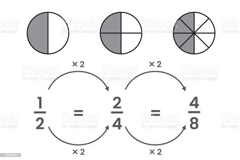 Fraction Circle Chart In Mathematics Vector Illustration Stock