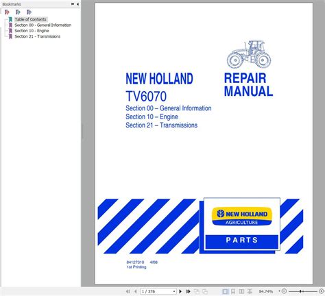 New Holland Tractor Tv6070 Repair Manual