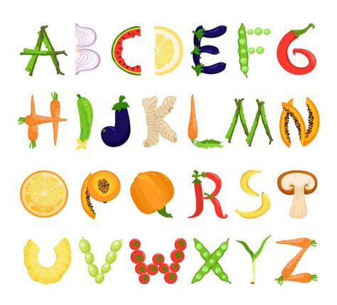 Alphabet Fruits And Vegetables Stock Photos Pictures And Royalty Free