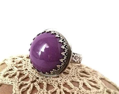 Purple Semi Precious Stone Ring Sterling Silver Size 9