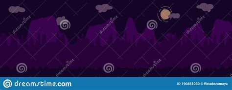Landscape With Silhouettes Of Mountains And Forest Vector Illustration