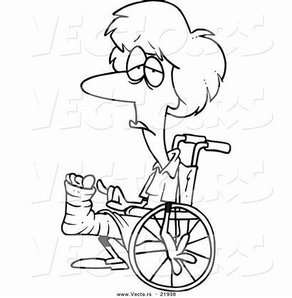 Coloring Wheelchair Cartoon Depressed Woman Depression Pages