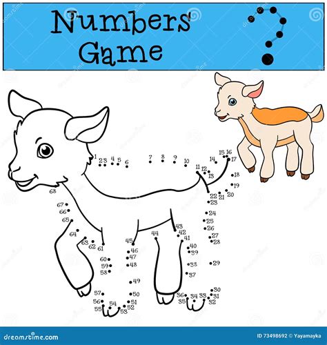 Educational Games For Kids Numbers Game Little Cute Baby Goat Stock