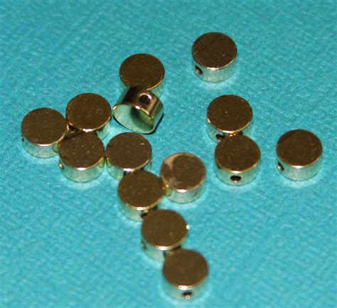 25 Gold Plated Flat Round Beads 5x25mm