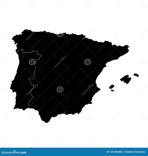 Mapas De España Y De Portugal Países Europeos Ilustración del Vector Ilustración de silueta