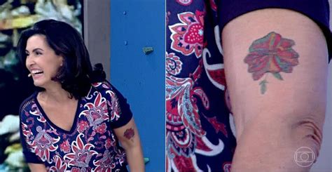 Fátima Bernardes aparece com tatuagem no braço no Encontro