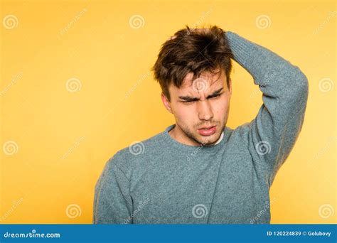 Perplexed Baffled Man Scratch Head Look Owlishly Stock Image Image Of