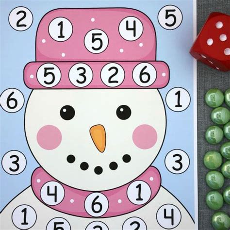 Snowman Roll And Cover Math And Fine Motor Activity For Preschool And