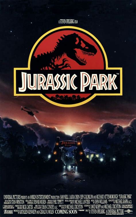 A Movie Poster For The Film S Title Jurasic Park With An Image Of A