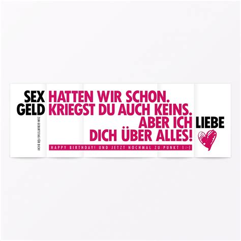 Typop Geburtstagskarte „sex Geld Liebe“ Faltkarte Inkl Umschlag