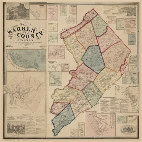 Warren County New Jersey 1860 Old Map Reprint Old Maps