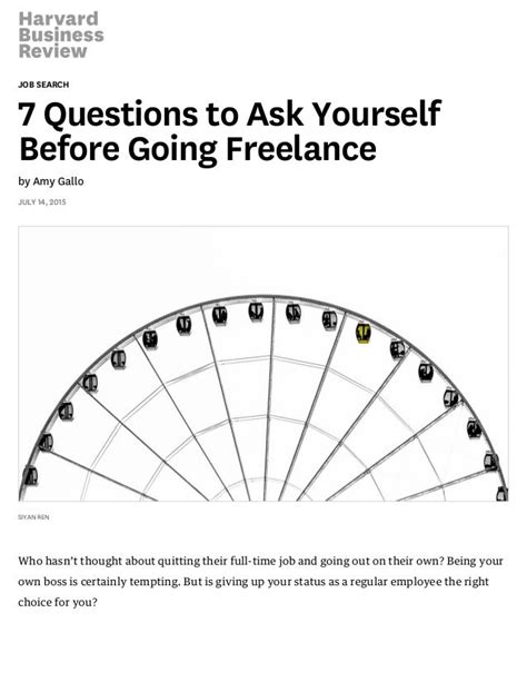 7 Questions To Ask Yourself Before Going Freelance Hbr