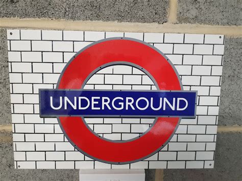 London Underground On A Tiled Background Metal Sign With Pre Etsy