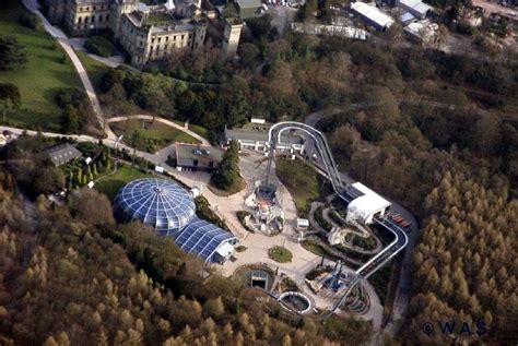 An Aerial View Of Alton Towers Staffordshire England Roller Coasters