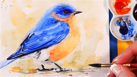 Watercolor Bird Tutorial For Beginners How To Paint A Bluebird Youtube