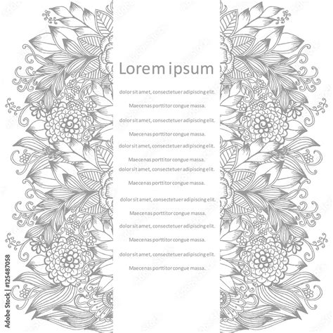 Vector Floral Frame In Black And White Can Use For Coloring And Stock