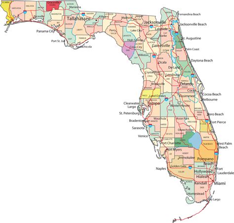 Mapa De Florida Estados Unidos De Norteamerica