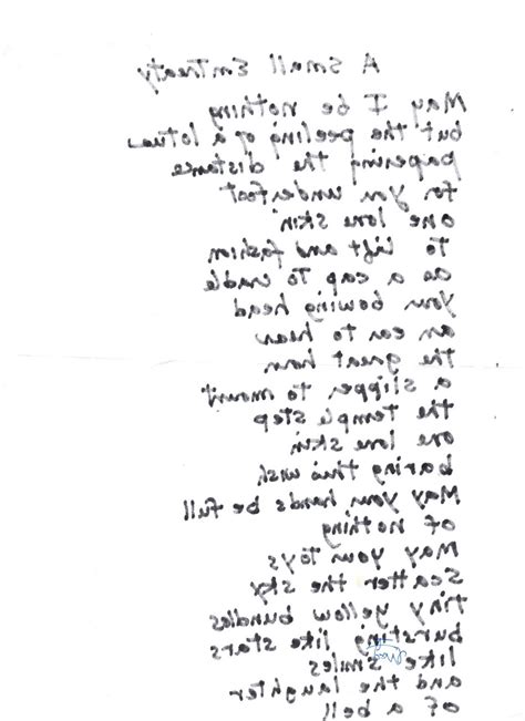 Patti Smith Original Handwritten Poem A Small Entreaty For The