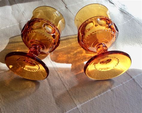 Vintage Amber Glass Set Of 2 Cordial Aperitif Glasses Etsy