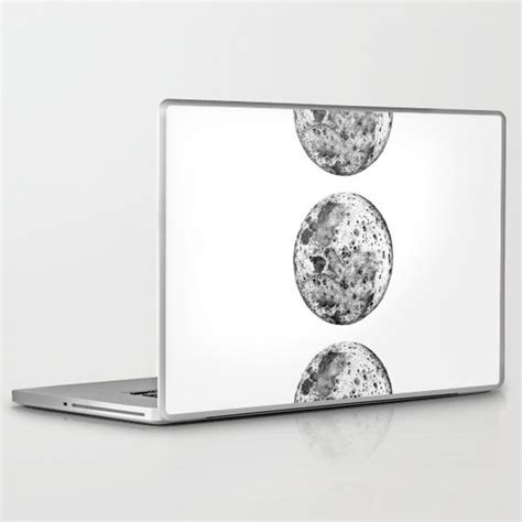Pencil Drawing Moon Phases White Background Laptop And Ipad Skin By
