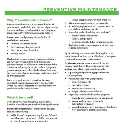 39 Preventive Maintenance Schedule Templates Word