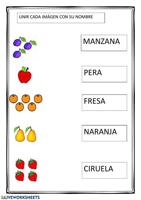 Une Cada Fruta Con Su Color Ficha Interactiva