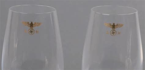 Lot Adolf Hitler Crystal Wine Glasses 2