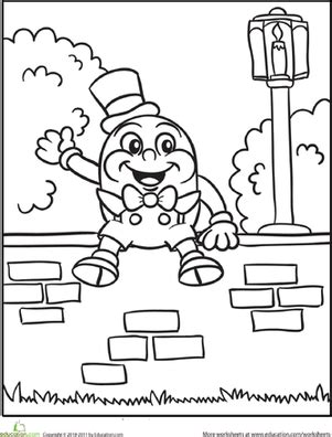 Hump dumpty is a printable nursery rhyme coloring page that shows humpty sitting on a wall. Humpty Dumpty | Worksheet | Education.com | Nursery rhyme ...