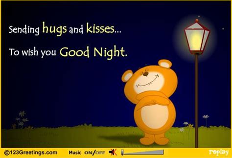 Hugs And Kisses Good Night Greetings Good Night Hug Good Night Dear