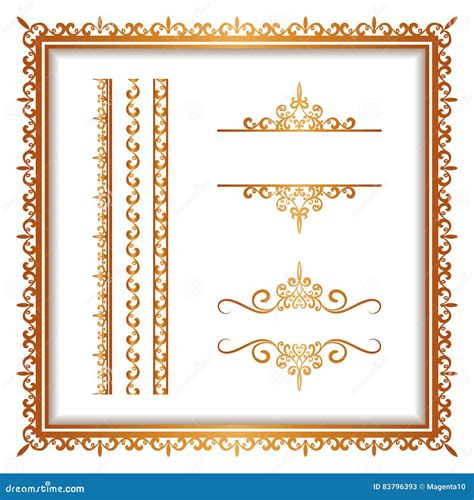 Vintage Gold Borders And Frames On White Stock Vector Illustration Of