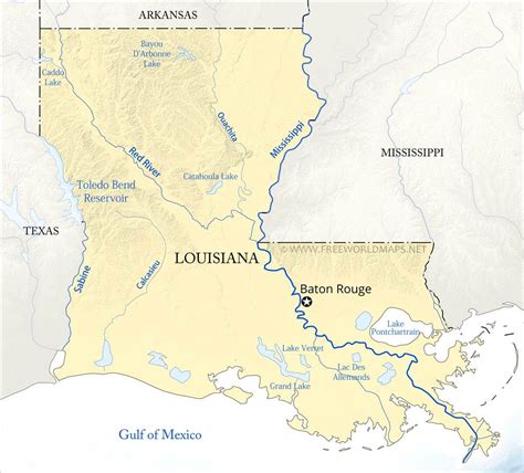 Map Of Louisiana Cities And Rivers Literacy Ontario Central South