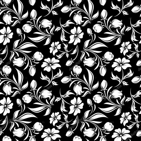Seamless Black And White Floral Pattern Vector Illustration — Stock