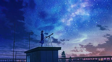 Anime Starry Night Desktop Wallpaper Here S A Selection For You To Download